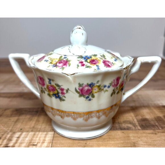 Vintage Gold Castle Sugar Bowl & Creamer Hostess Pattern #2B - Picture 1 of 5